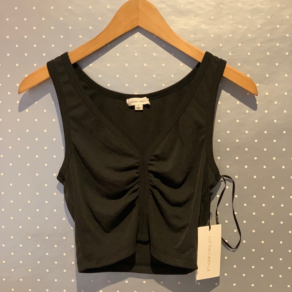 Cotton Candy LA Ruched V Neck Crop Top
